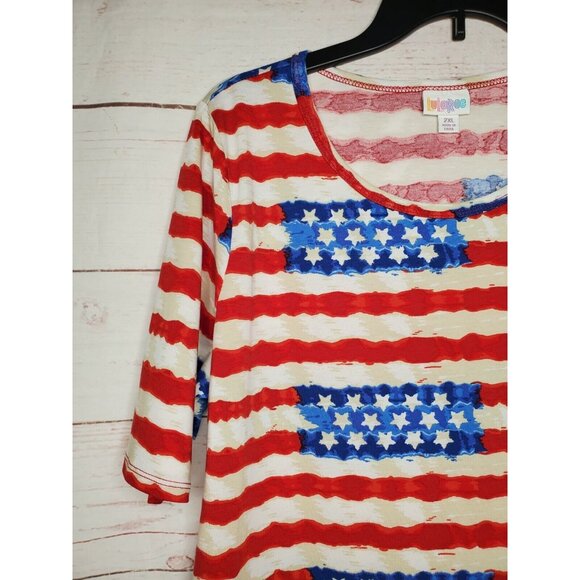 Rare LuLaRoe GiGi 2XL Women’s Shirt – Patriotic Flag Graphic Design Poly/Spandex - Picture 4 of 12